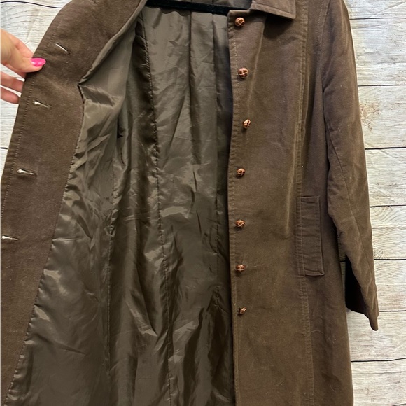 GAP Vintage Y2K Chocolate Brown 100% COTTON Button Coat M Trench Coat - Picture 10 of 10